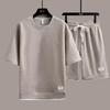 2024 Men's Sporty Summer Waffle Set: Korean Style Short Sleeve T-shirt & Shorts