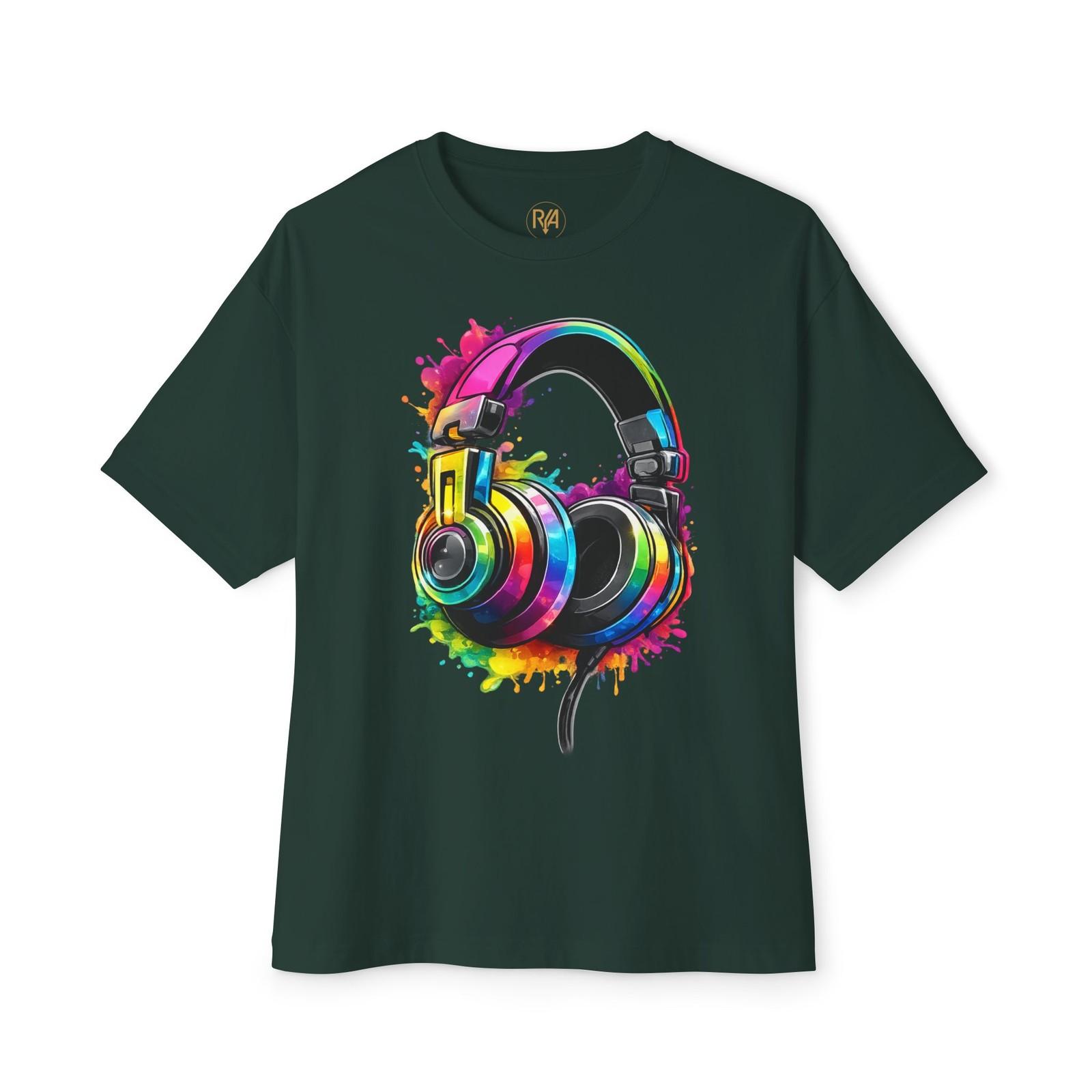 Colorful Headphones Tee | Music Graphic T-Shirt S разноцветный