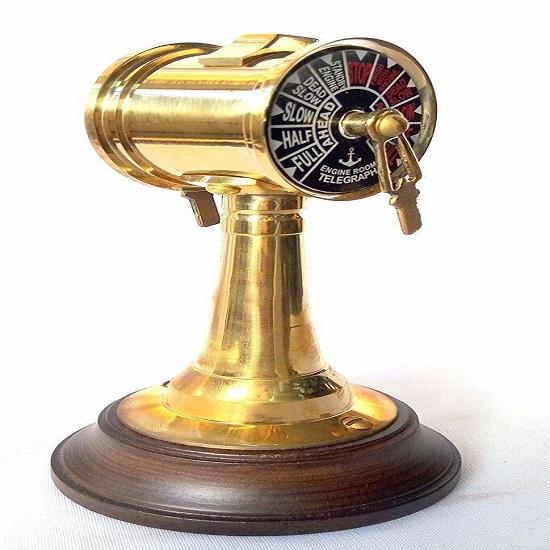 Brass And Wooden 15.24cm Ship Engine Room Telegraph Model Showpiece Collectible Home Decor