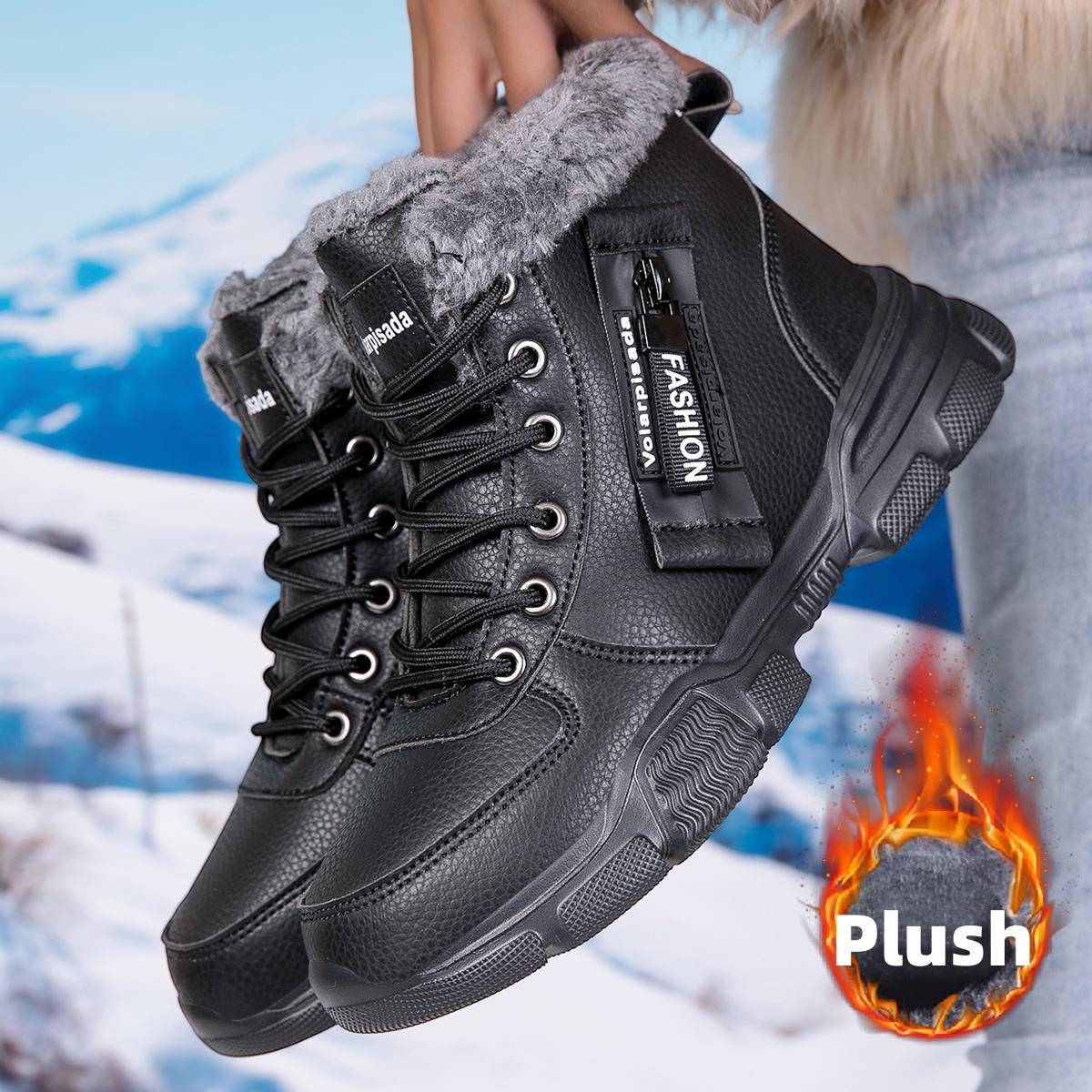 

Winter velvet warm and thick sports and leisure ladies, middle-aged and elderly mothers, anti slip high top hiking snow boots 36 чёрный