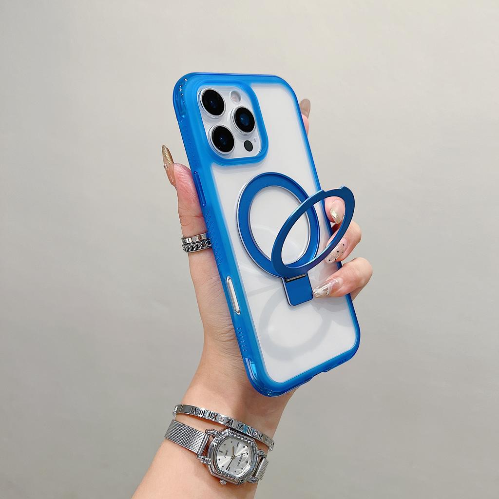 For iPhone 16 Pro Case Compatible with MagSafe Kickstand Clear TPU PC Phone Back Cover