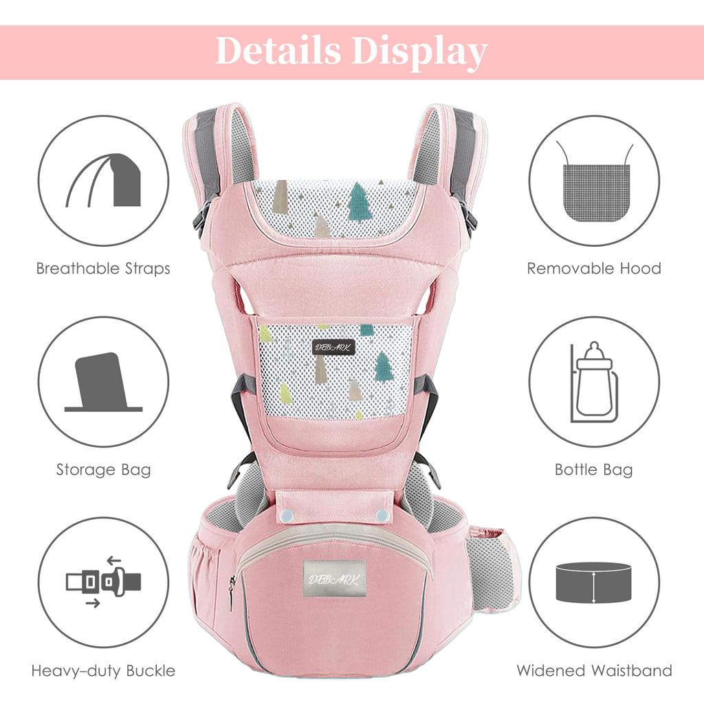 DEBARK Hip Baby Amour Baby Breathable Forward Back Waist Suitable for Newborns Seat, Carrier, Mesh, Facing, Carrying, 6-Way Carry, Comfortable,