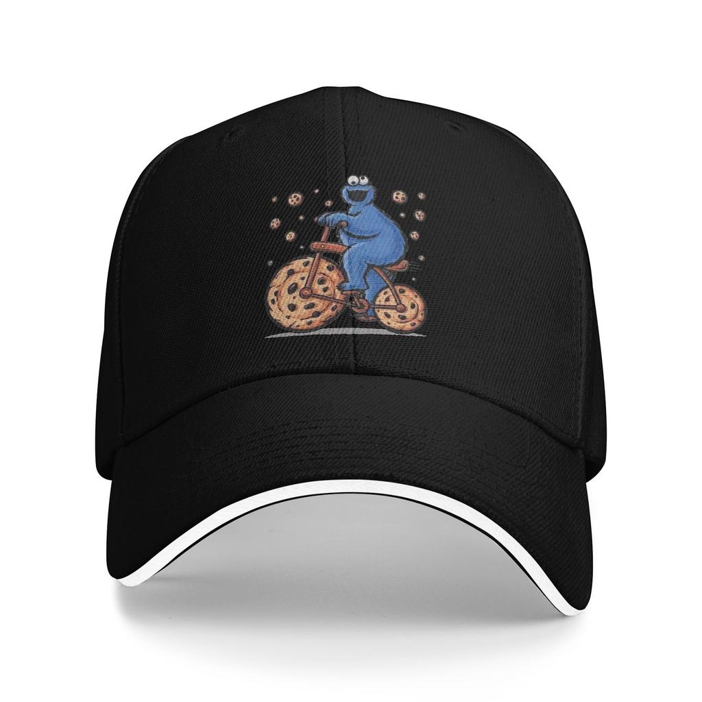 Cartoon Role Funny Cookie Monster Ride A Bike Beach Baseball Caps Mens Printing Trucker Cap For Women Sport Sun Hat