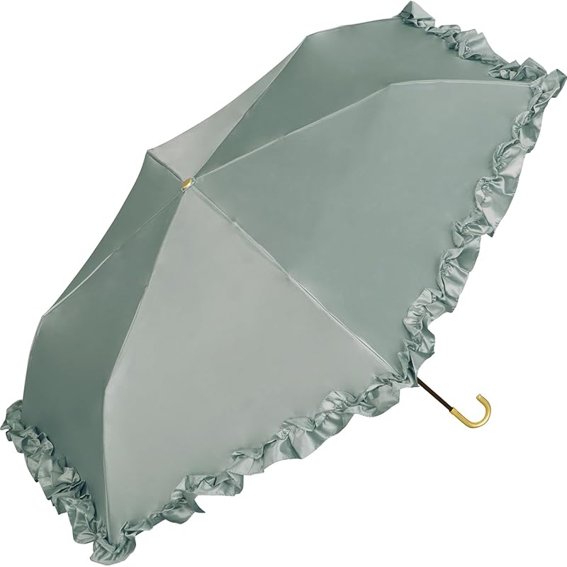 

Wpc. umbrella folding umbrella satin ruffle umbrella mini gray 50cm ladies For both rain and shine Fashionable cute woman commute Commuting to school