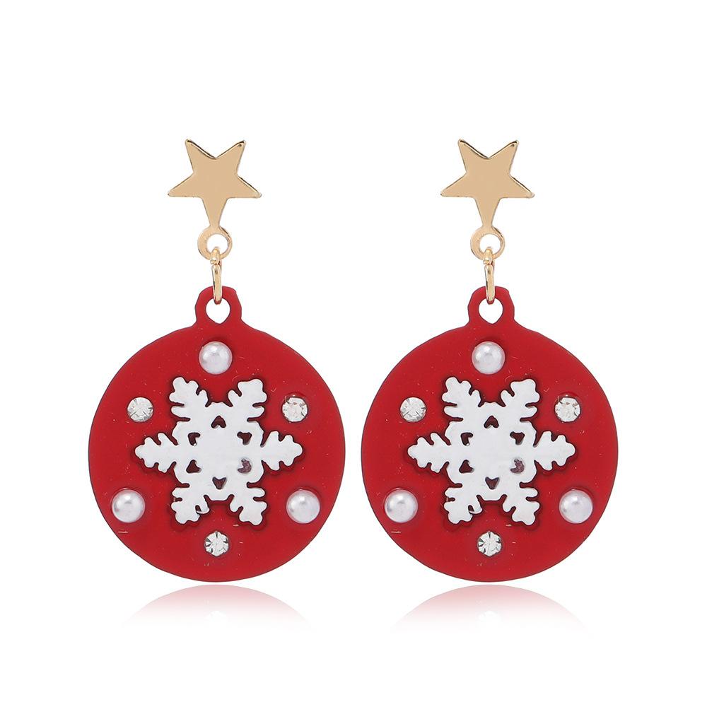 Decoratiuni de Craciun cu papusa de Craciun din desene animate, cercei cu pandantiv cu om de zapada, cercei creativi din seria de Craciun