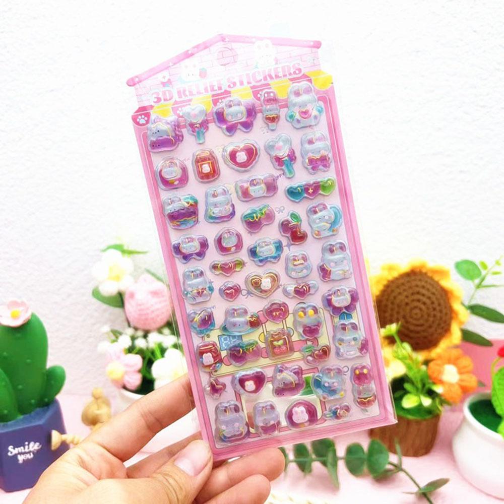 New Kawaii Cartoon 3D Crystal Drop Sticker For Scrapbooking Cute Phone Case Scrapbooking Decoration Solid Sticker Diy Decoration