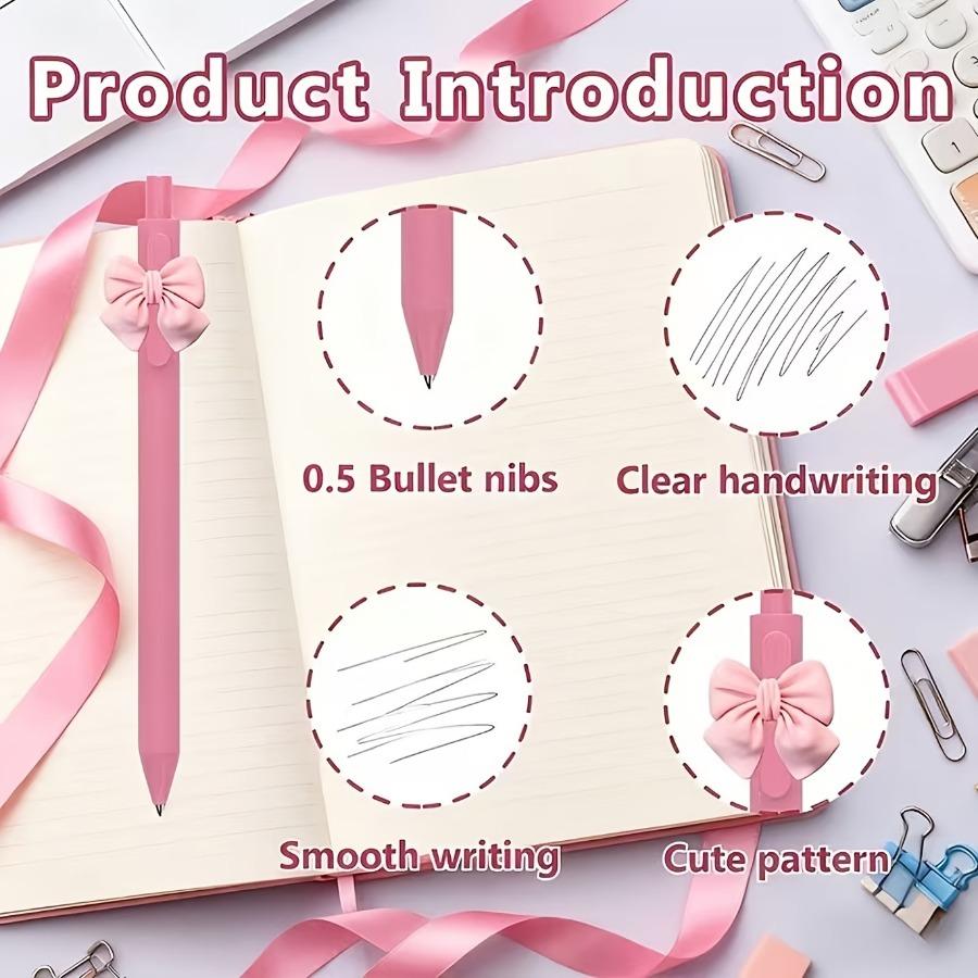 2/4/6 Cute Bow Ballpoint Pens | Pink Theme, Retractable Pens, Perfect for School, Office, Journaling, and Gifting, Plastic Medium Tip Writing Tools