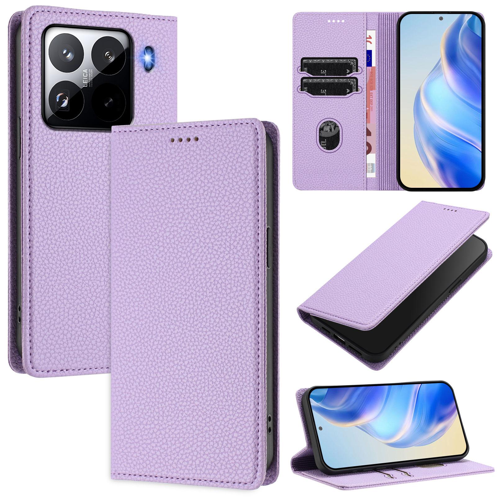

For Xiaomi 15 Pro Wallet Case RFID Blocking Litchi Texture Leather Mobile Cover Light Purple