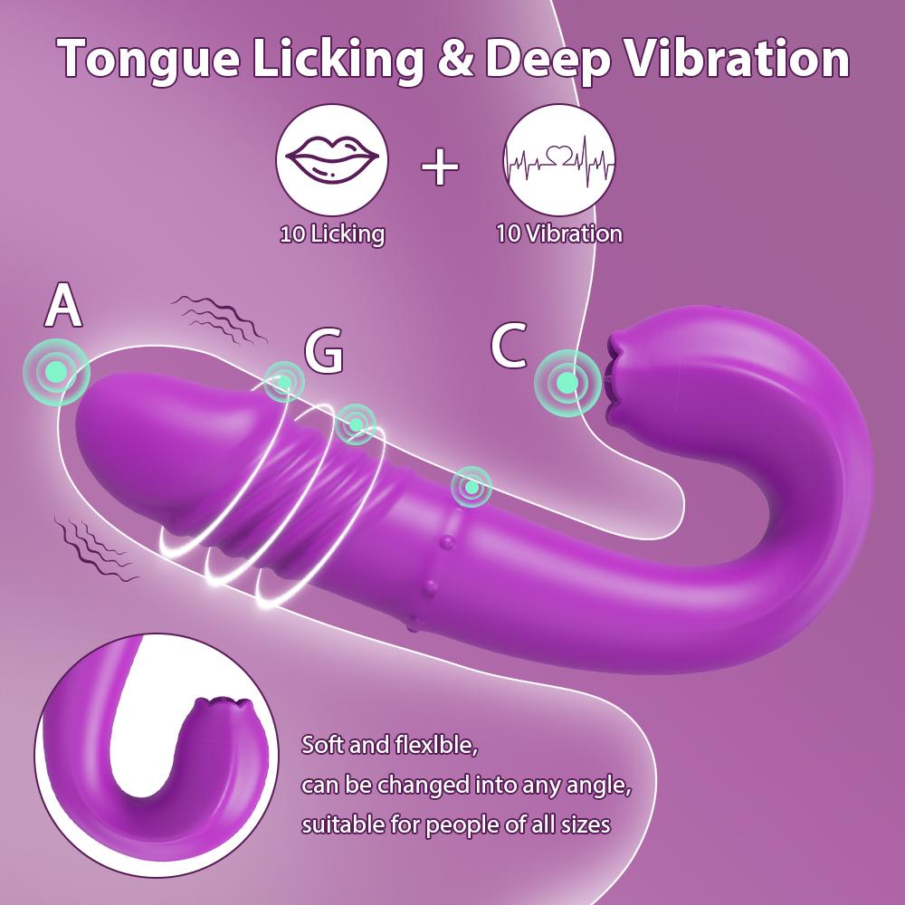 Powerful Thrusting Vibrator Female With Tongue Licking Clitoris Stimulator G Spot Dildo Massager Adult Goods Sex Toys For Women