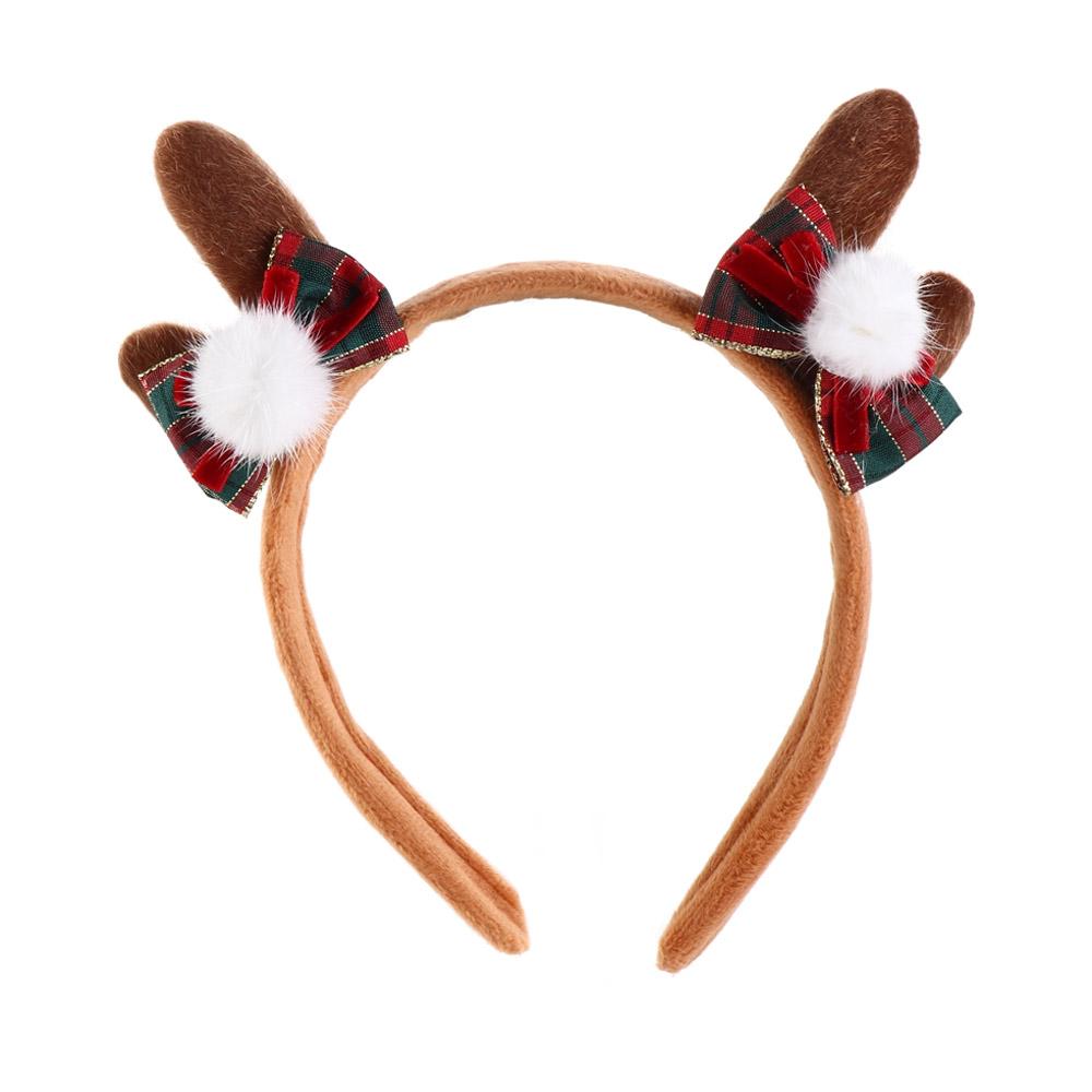 Trendy Plush Bowknot Hair Hoop Korean Style Head Wrap Christmas Hairband Elk Photo Props Christmas Headband Kids