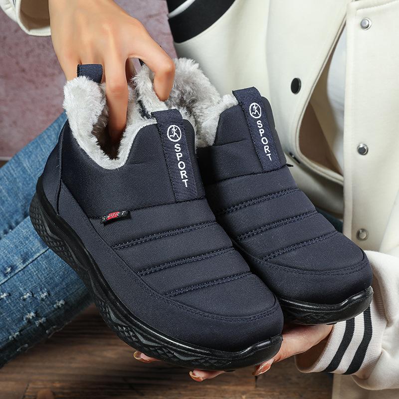 Winter New Women's Cotton Boots, Snow Covered Plush, Thickened, Warm Flat Bottom, Anti Slip Women's Shoes