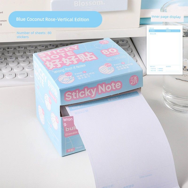 

Третий класс Второй класс Симпатичные Выдвижные Заметки-стикеры с неправильными вопросами Большая вместимость Клейкая этикетка Клейкие Офисные Заметки-пост-ит Blue coconut Rose (vertical)