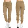 Women's Drawstring Elastic Waist Cargo Joggers Straight Leg Casual Trousers