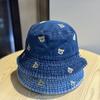 Cute Cartoon Spring and Autumn Embroidered Bear Unisex Denim Fisherman Hat Casual Versatile Sun Hat Sun Protection Hat