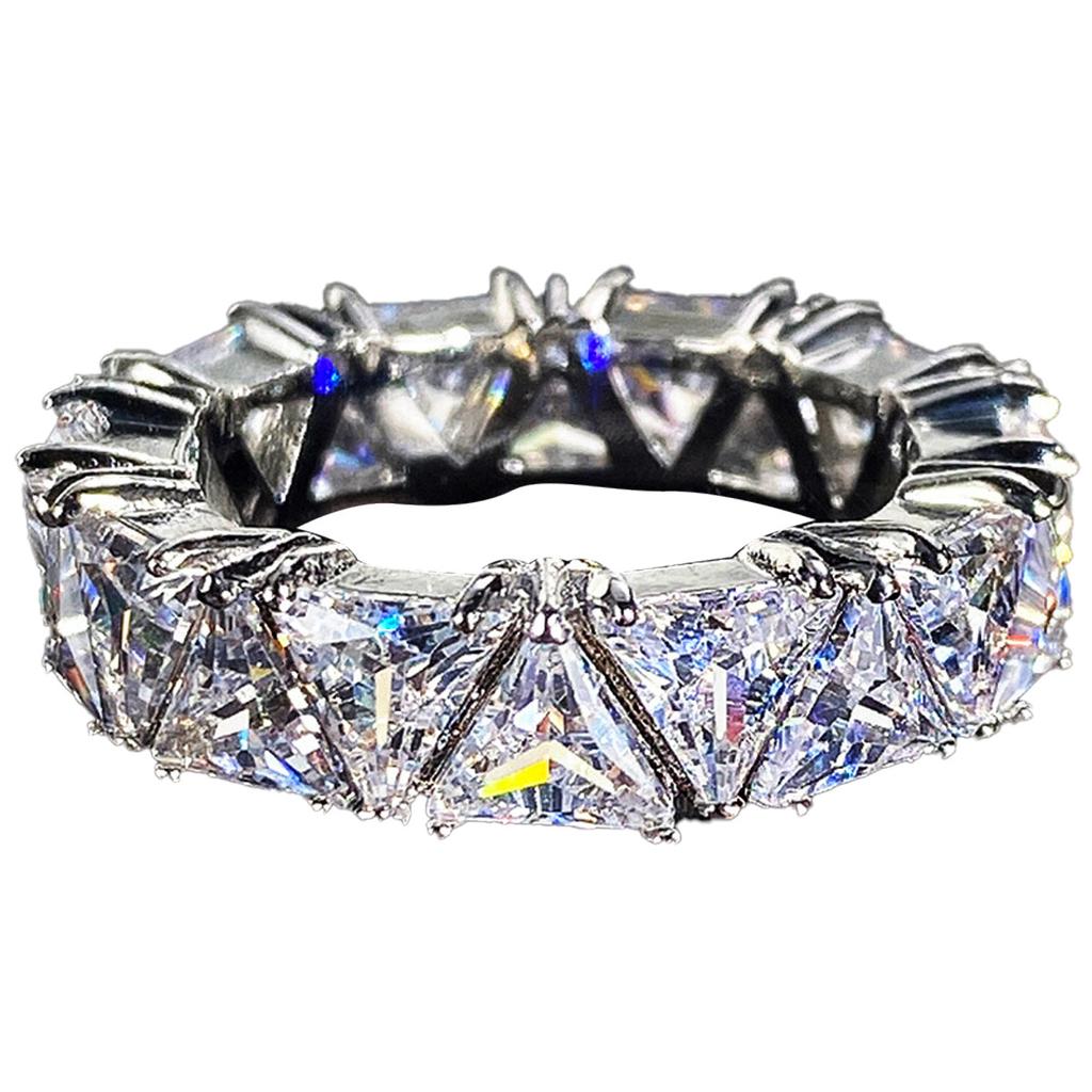 Geometric copper ring inlaid with zirconia, versatile plain band ring, niche high-end jewelry