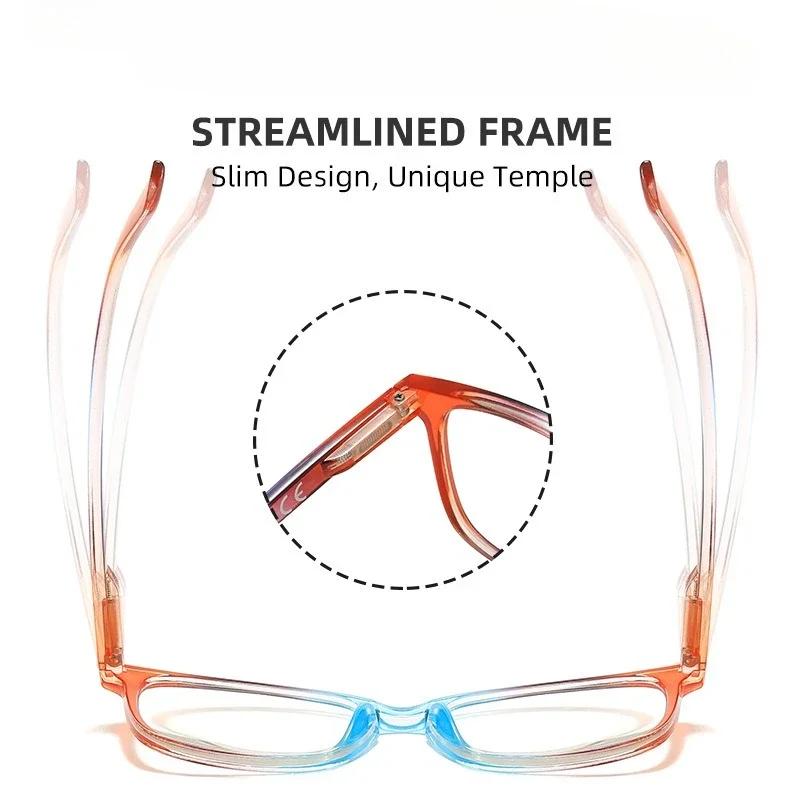 Fashionable Anti Blue Light Photochromic Reading Glasses HD Ultra Light Large Frame Color Changing for Men Women