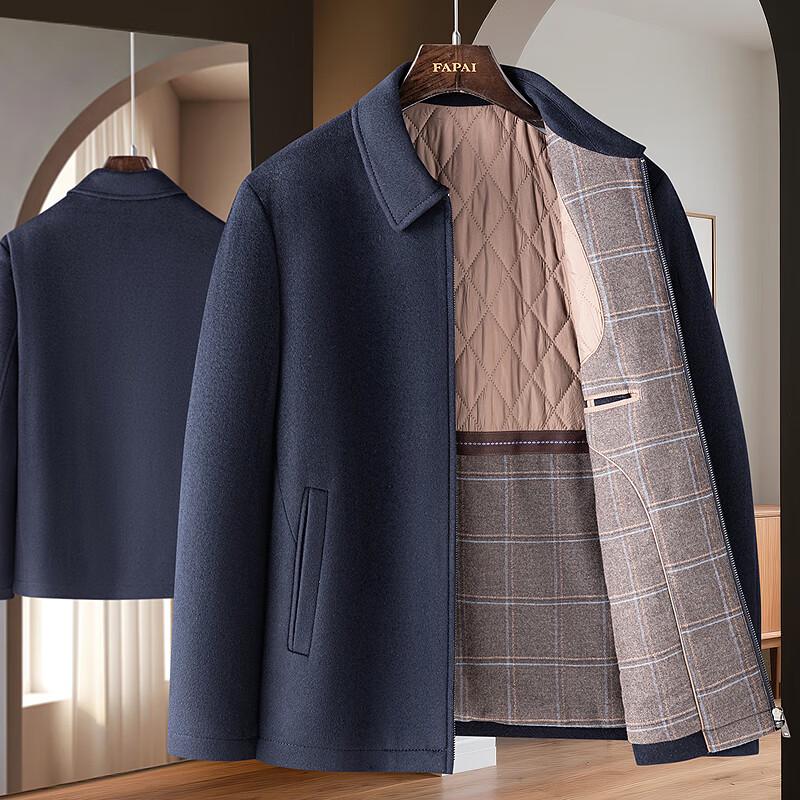 

FAPAI Men s Wool Cashmere Blend Thickened Business Jacket L 50