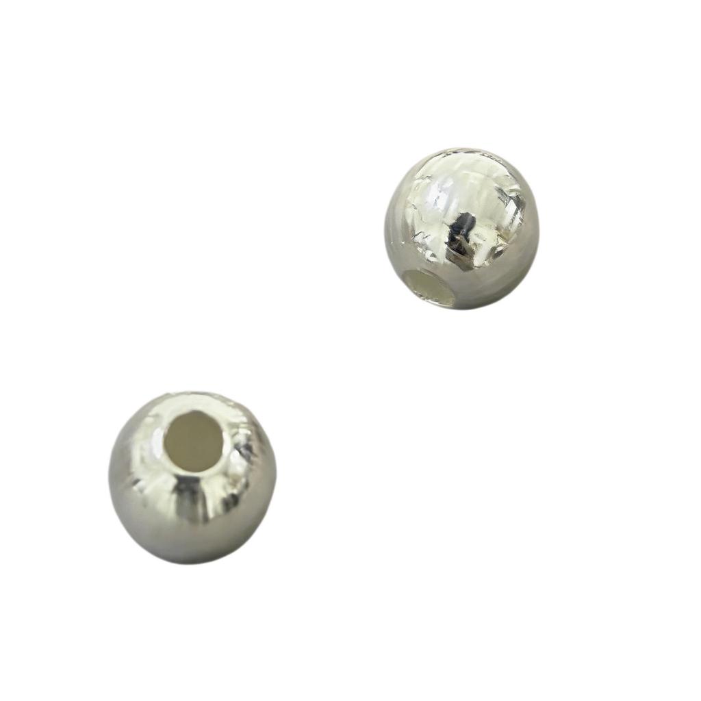 S925 Sterling Silver 3D Round Faceted Beads for DIY Jewelry Accessories