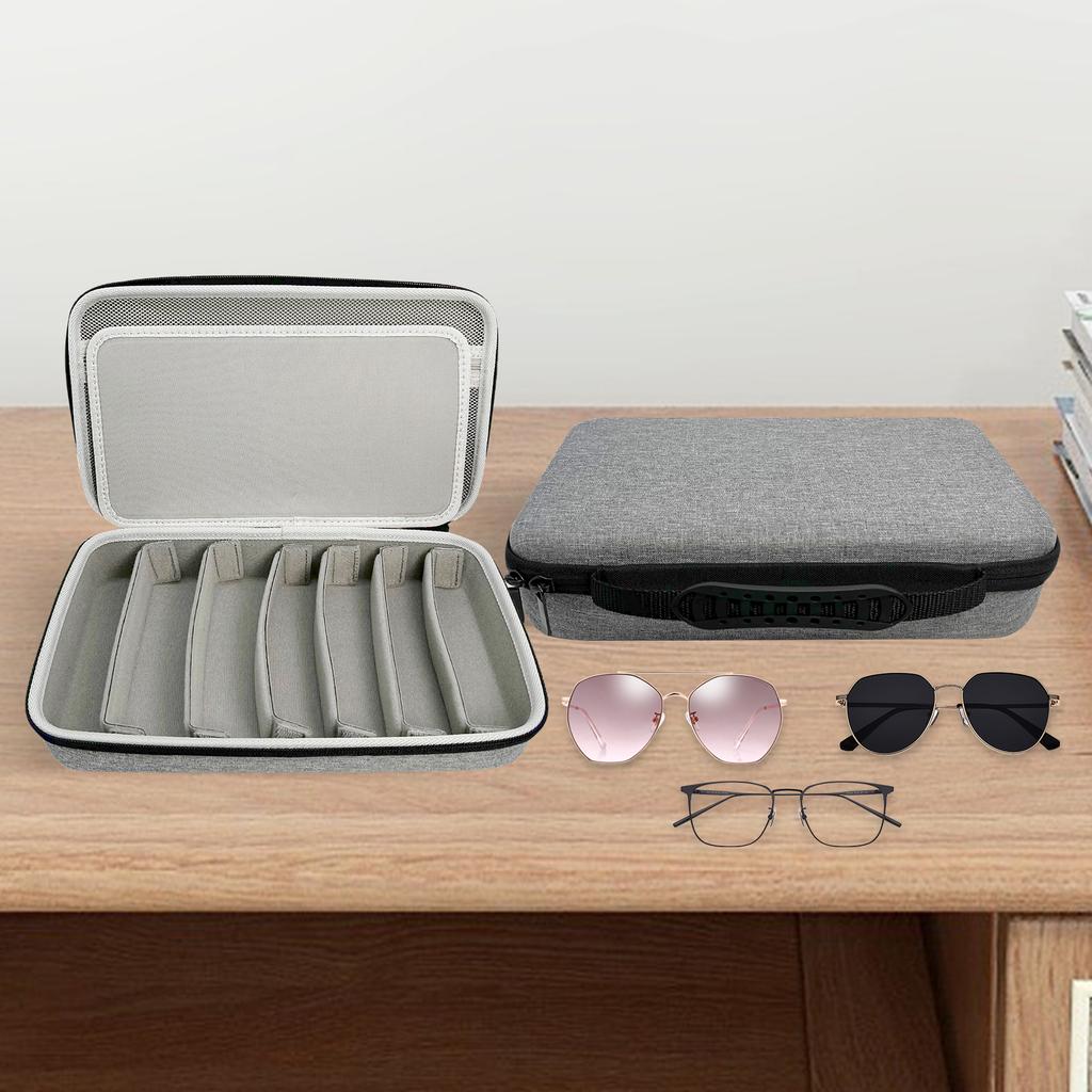7 Slot Sunglasses Organizer Adjustable Slots Sunglasses Storage Box Sunglasses Display Case Eyeglass Hard Shell for Men Women