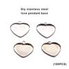 100Pcs Pendant Heart Cabochon Base Setting Trays Bezel Pendants DIY Romantic Cinnabar Casual Female Girls Accessories