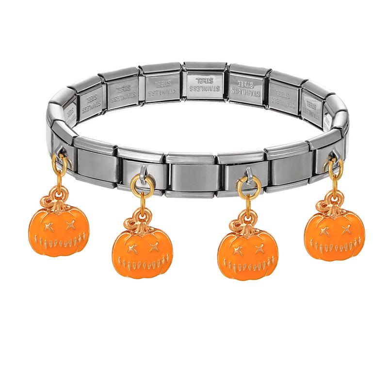 Teschio Spaventoso Zucca Denti da Vampiro Bracciale Ciondolo di Halloween