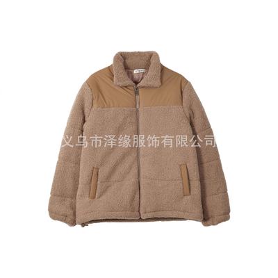 Splicing Stand-up Collar Winter New Loose Thickened Warm Trend Loose Trendy Brand Imitation Fur Top