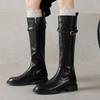 Jesień Sexy Damskie Kozaki do Połowy Łydki Gruba Podeszwa Luksusowy Projektant Outdoorowe Do Chodzenia Ciepłe Codzienne Sztyblety Nowe Długie Kozaki