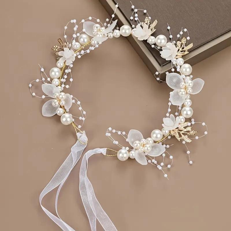 1pc Exquisite Sweet Girl Pearl Hair Accessory Romantic Flower Wreath Bride Wedding Gift Girl Kawaii Jewelry Fashion Headband