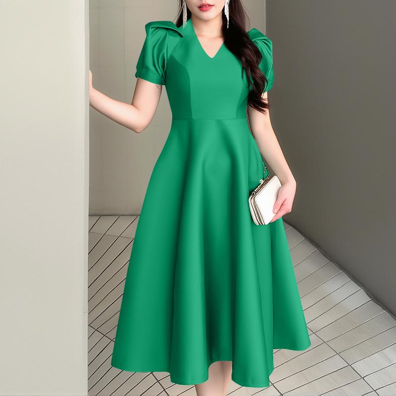 ZANZEA Women Casual V-Neck Short Sleeve Summer A-Line Dress