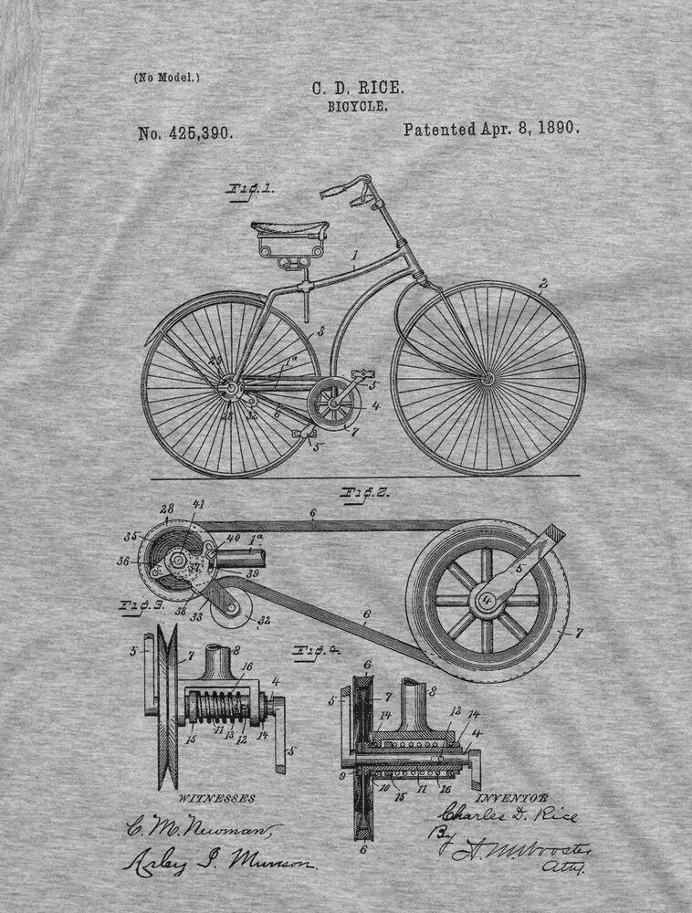 Bicycle Patent 1860 Bike History Tee Shirt Riding Rider Gift TShirt 100 Cotton ONeck Short Sleeve Summer Casual Unisexs Tshirt