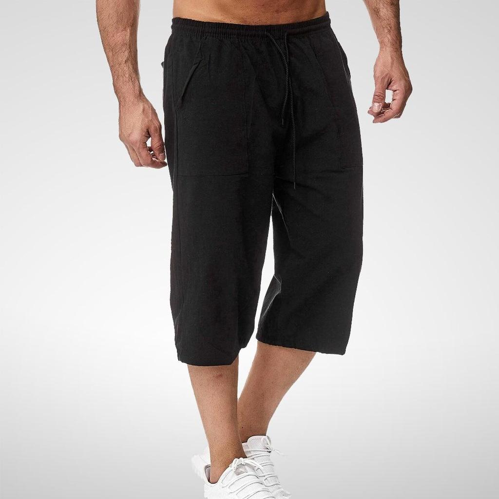 Inen Short Men 3/4 Length Knee Cotton Large Size High Waist Plus Size Bermuda Shorts Male Long Men's Summer Breeches
