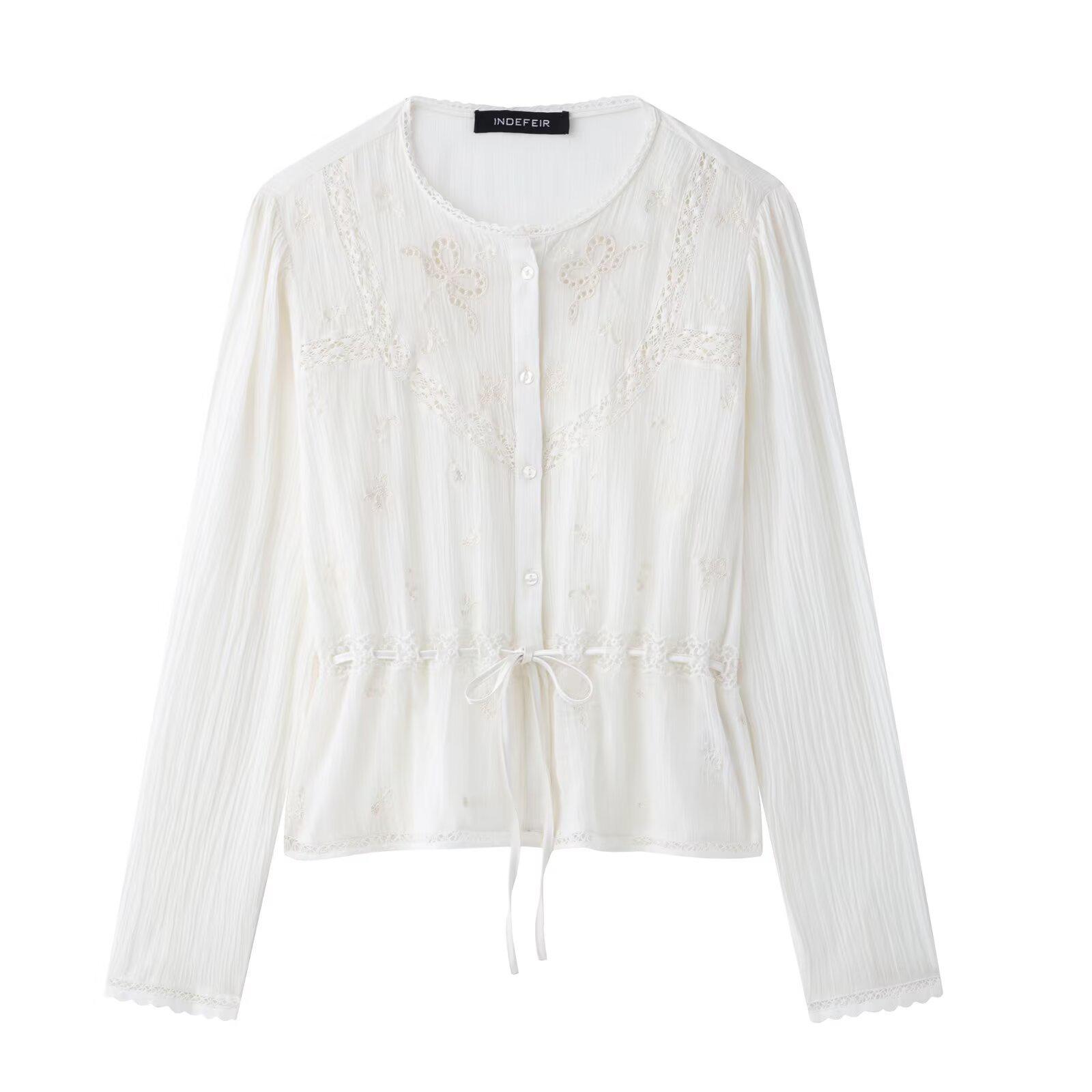 

TAOP&ZA Женская весенне-летняя блузка из вышитого тюля на завязках 0881102 Extra Small