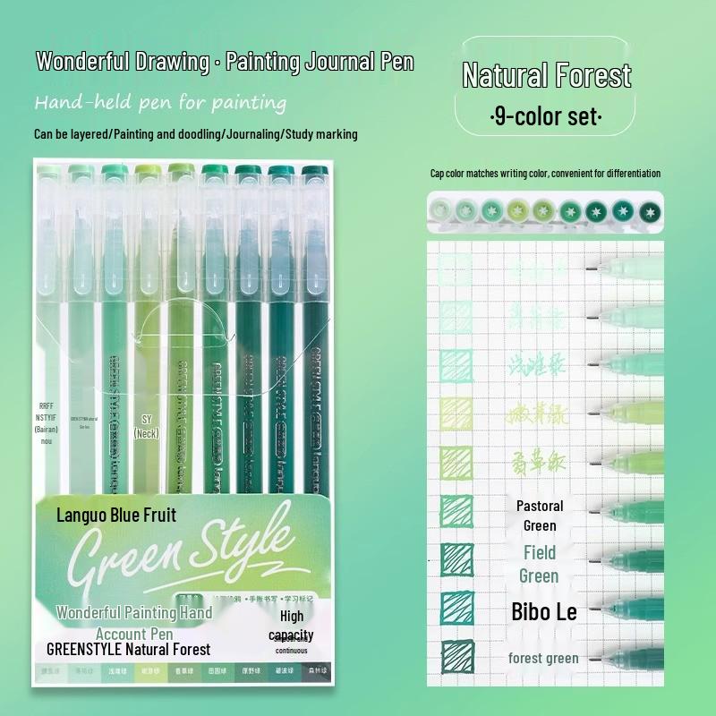 Blue Fruit Journal Pen Set: High-Capacity Neutral Pens for Drawing, Note-Taking, Highlighters, and Fine Tip Pens