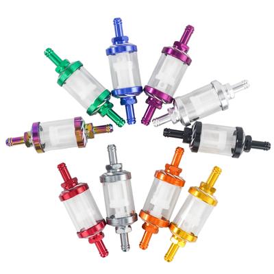 Universal Motorcycle Fuel Filter - High Aluminum Glass Fuel Cleaner For Motorbike, Scooter, ATV, Dirt Bike - Multiple Colors Available