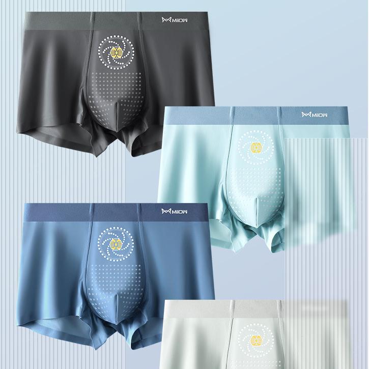 3pcs Men's Underwear Ice Silk Underwear with Seamless Flat Corner Shorts Boxer Brief