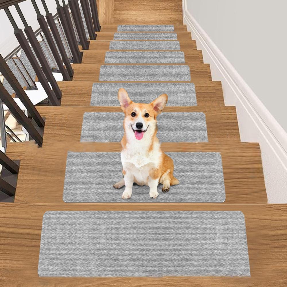 New 76X20cm Staircase Mat Self-adhesive Safety Stair Tread Carpet Mat Soft Stripe Non-Slip Protection Cover Pads Home Decor