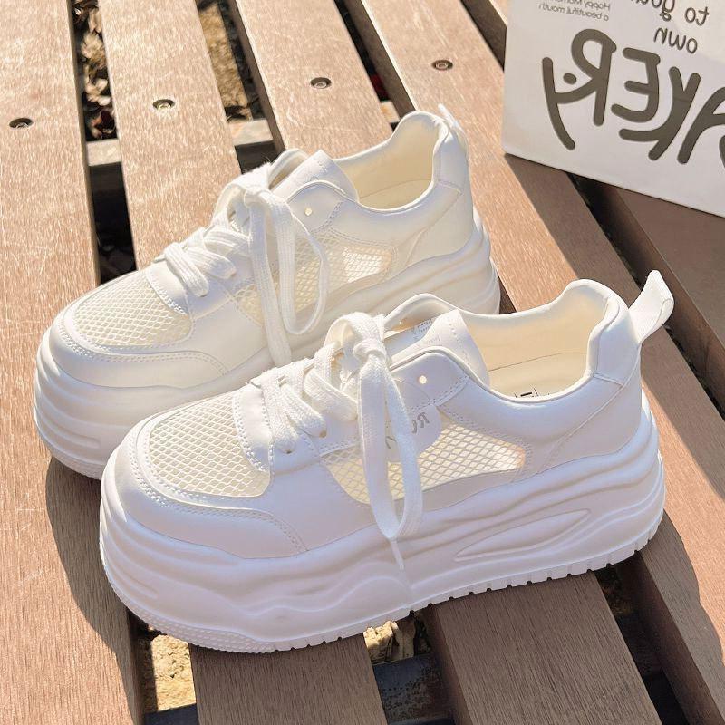 Platform Shoes Heighten Little White Shoes Women's 2025 New Summer Light and Breathable Mesh Is Not Tired Feet Casual Sports Shoes