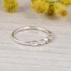 White Topaz Minimalist Ring – 925 Sterling Silver Dainty Stackable Ring – Delicate Beaded Band with Tiny Gemstone – Everyday Jewelry Gift
