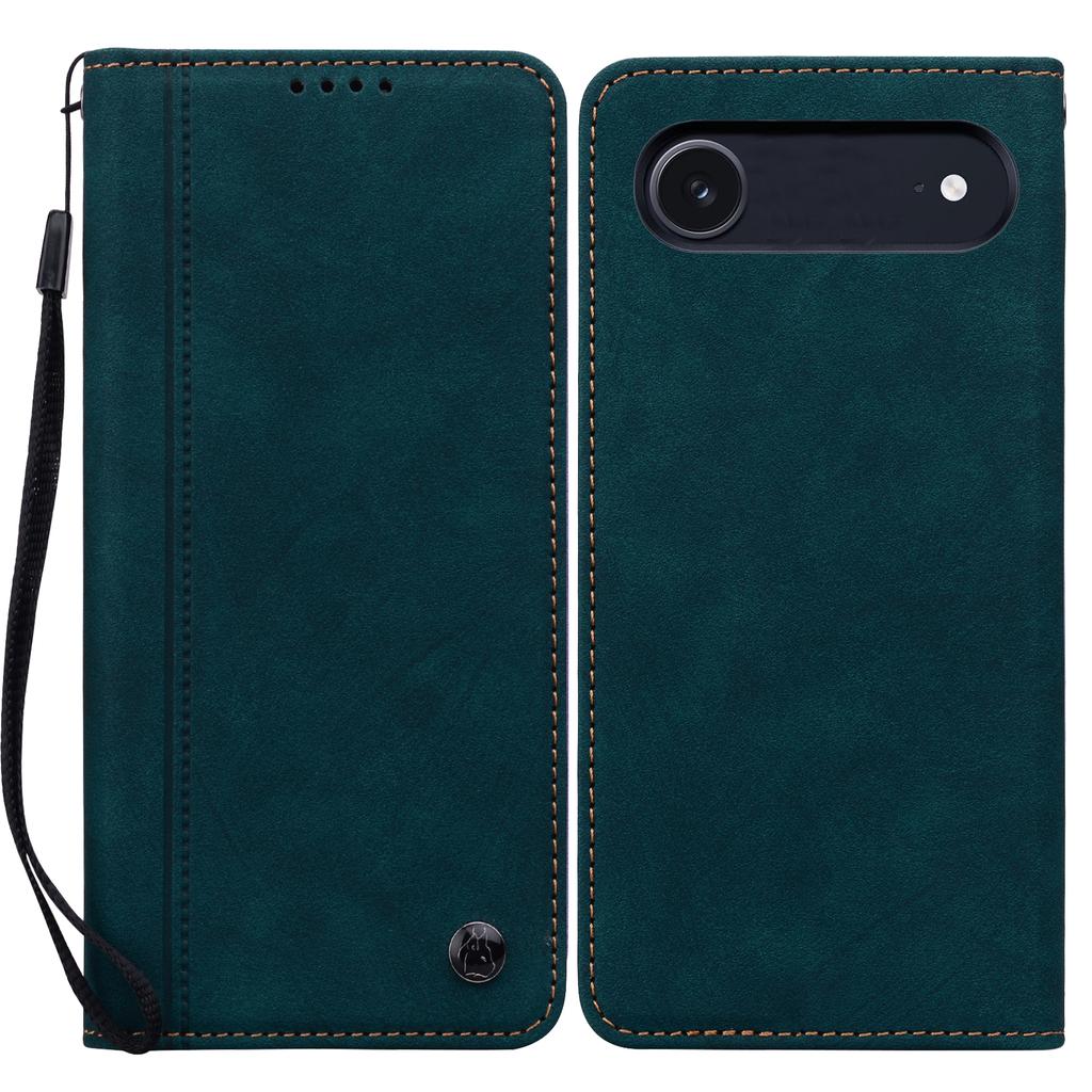 For iPhone 17 Air Case Lines Pattern Wallet Leather Phone Cover with Strap