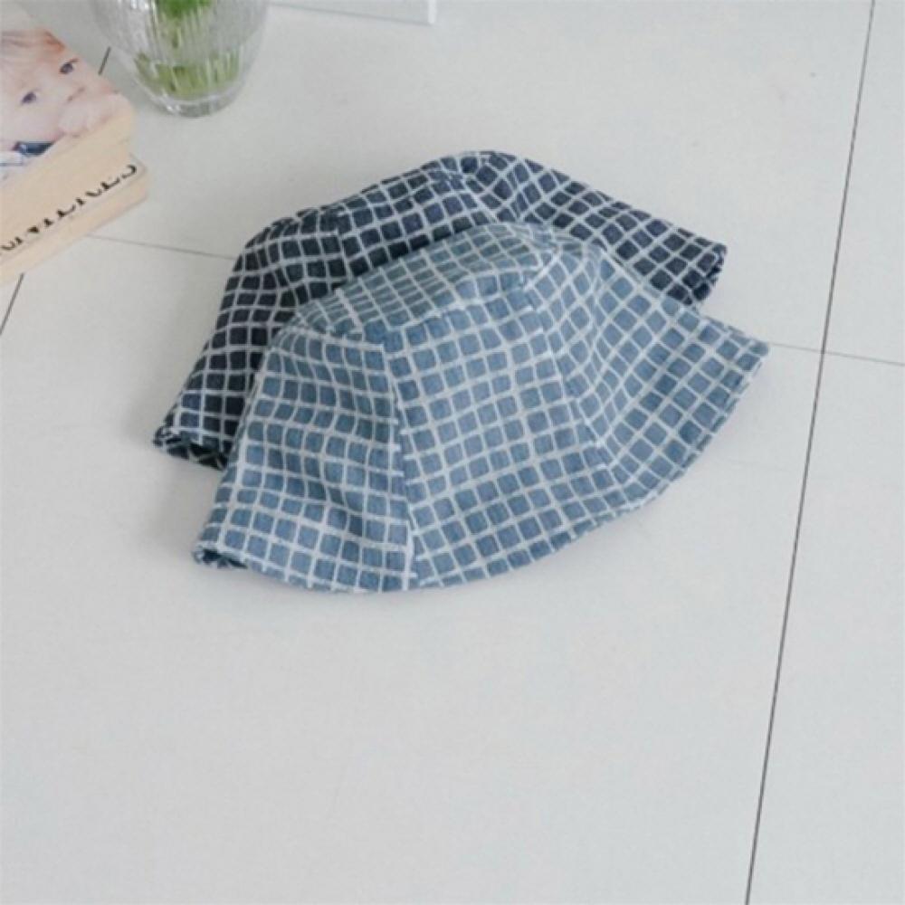 New Arrivals Open Run Unisex Color Block Check Knit Cotton Denim Bucket Hat