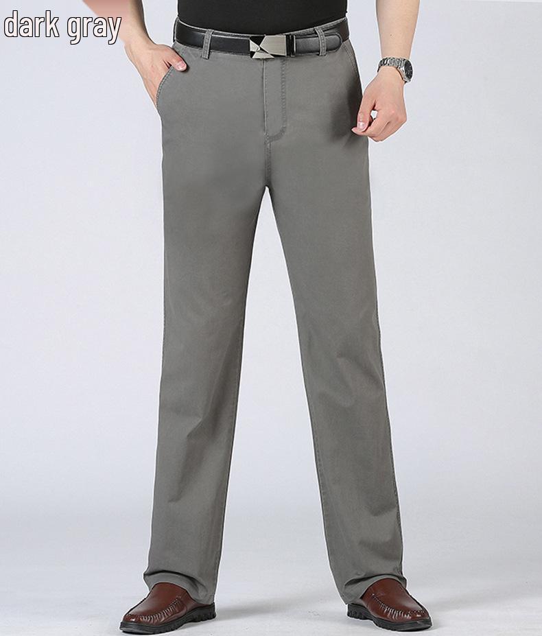 Pantalones de Algodón Rectos Sueltos de Cintura Alta para Hombre de Verano para Personas de Mediana Edad y Mayores