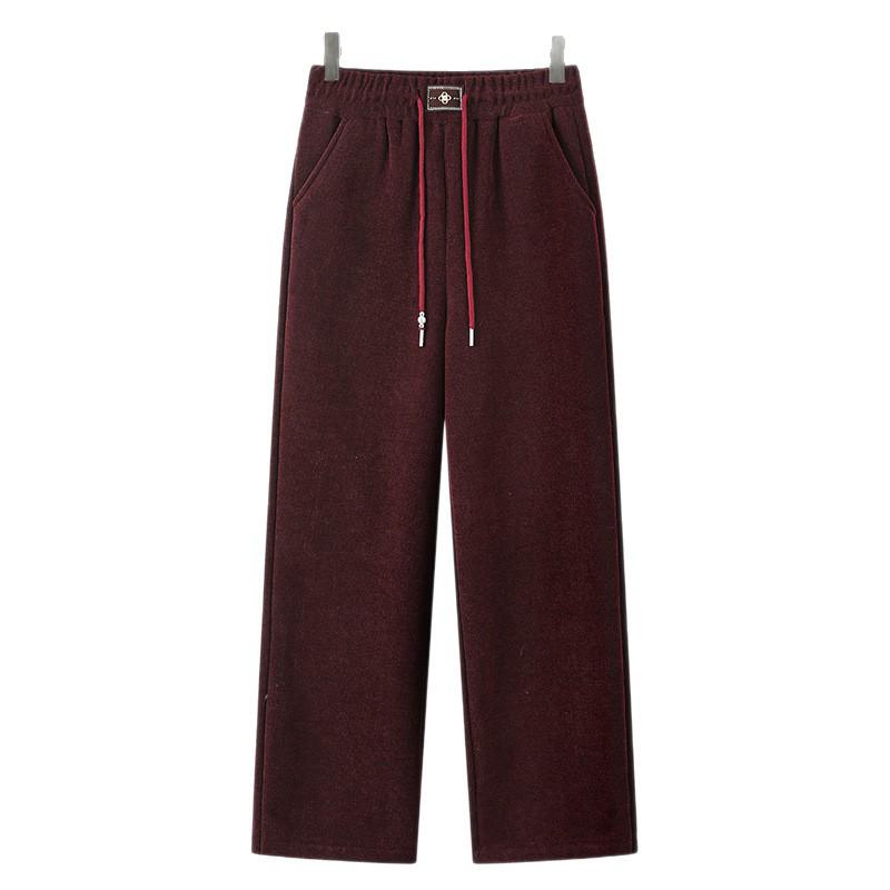Mom's Stylish Fleece-Lined Winter Pants: Elastic Waist, Straight-Leg, 2025 Style for Mid-Aged and Elderly Women, 50+