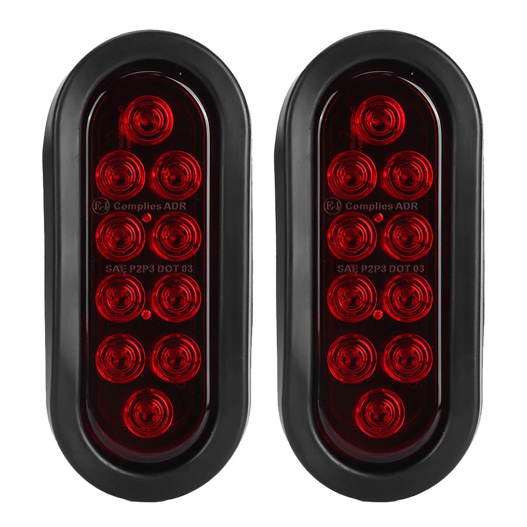 2 Stück 10-LED Seitenmarkierungsleuchte 6 Zoll Rot Oval Wasserdichte LKW-Rückleuchte Aufsatzmontage