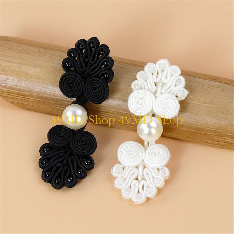 49MD Hand Sewing Fasteners Cheongsam Knot Pearls Closure Button Clothing Decoration Traditional Hand Costume Accessory 10PCS