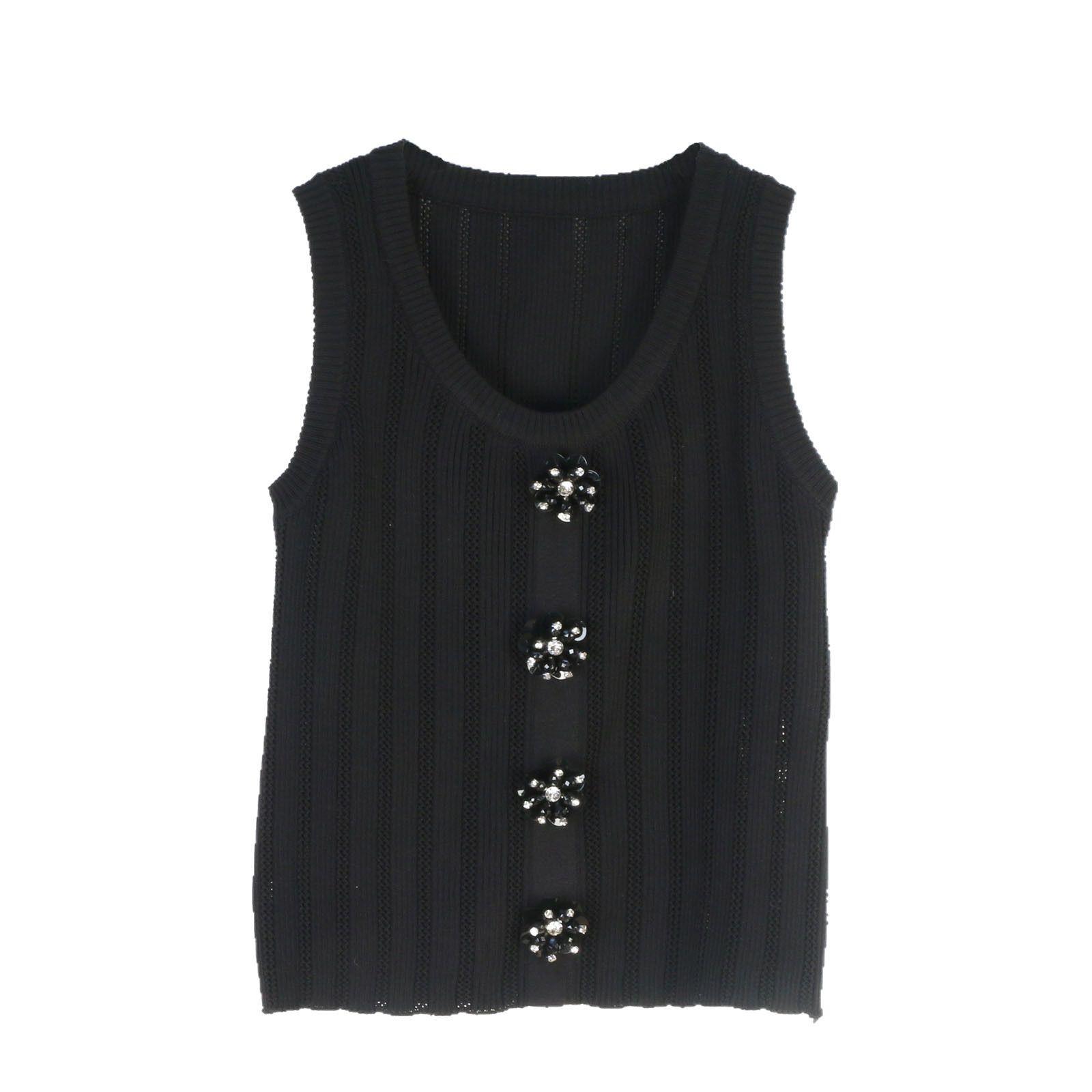 

Женственный вязаный жилет без рукавов во французском стиле S