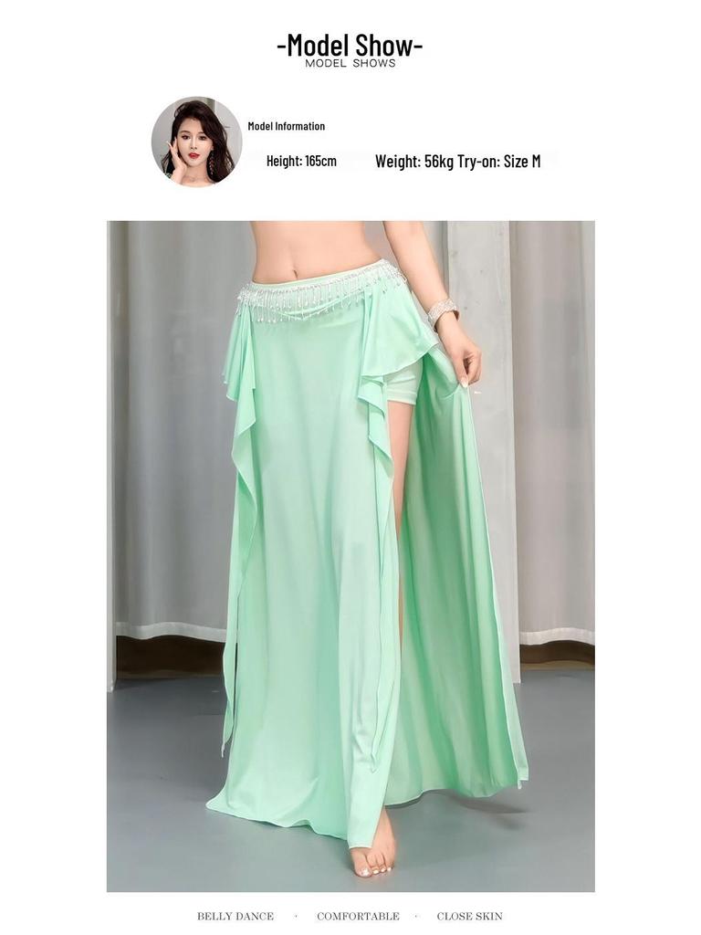 New Style Belly Dance Practice Skirt - Beginner Slimming Slit Long Skirt for Women