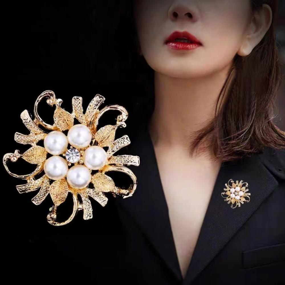 Metal Flower Brooch for Women Versatile Pearl Brooch Jewelry Brooches  Party Clothing Accessories