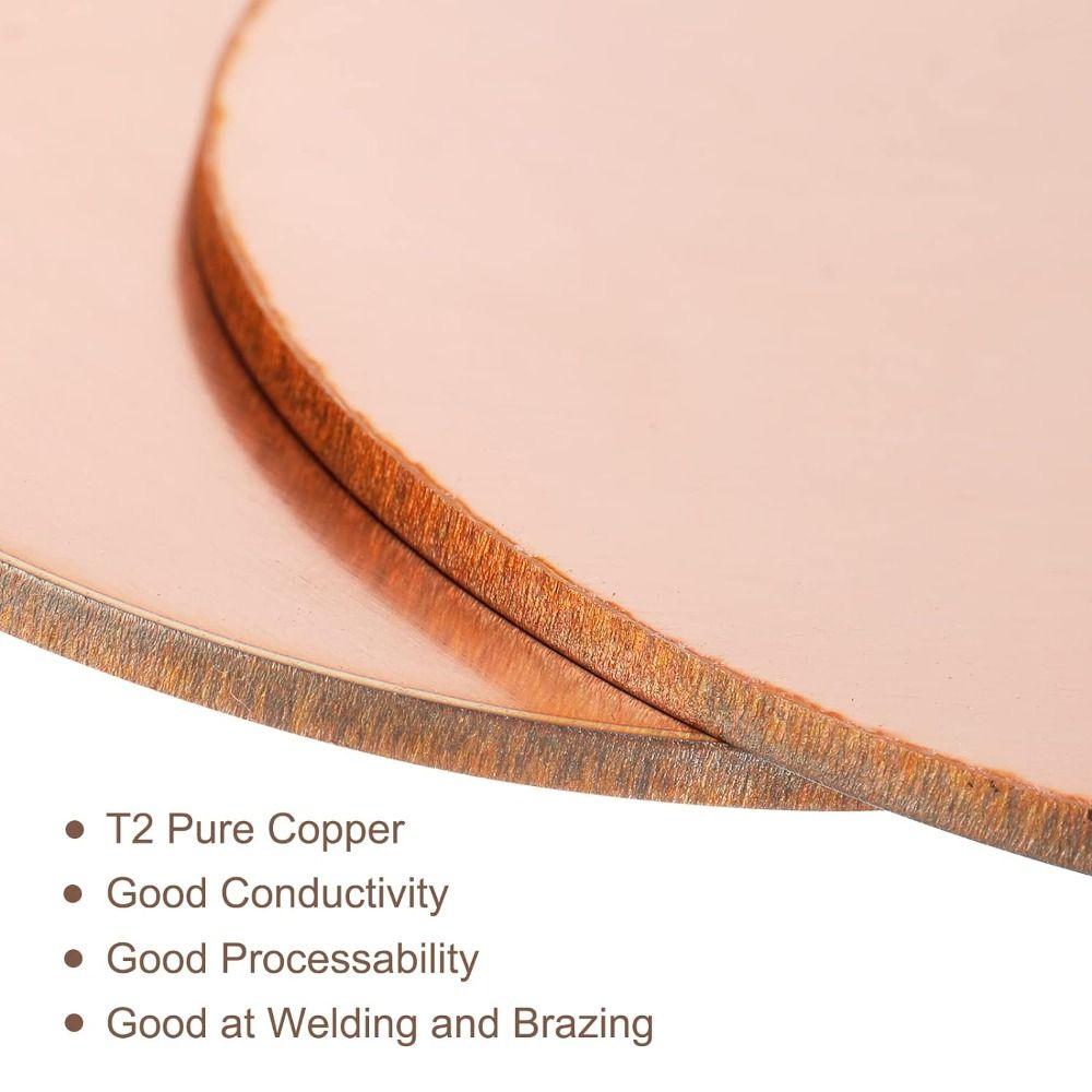 2Pcs Circular Metal Round Plate T2 Copper Discs Blanks Metal Sheets Crafts, Electrical Repairs