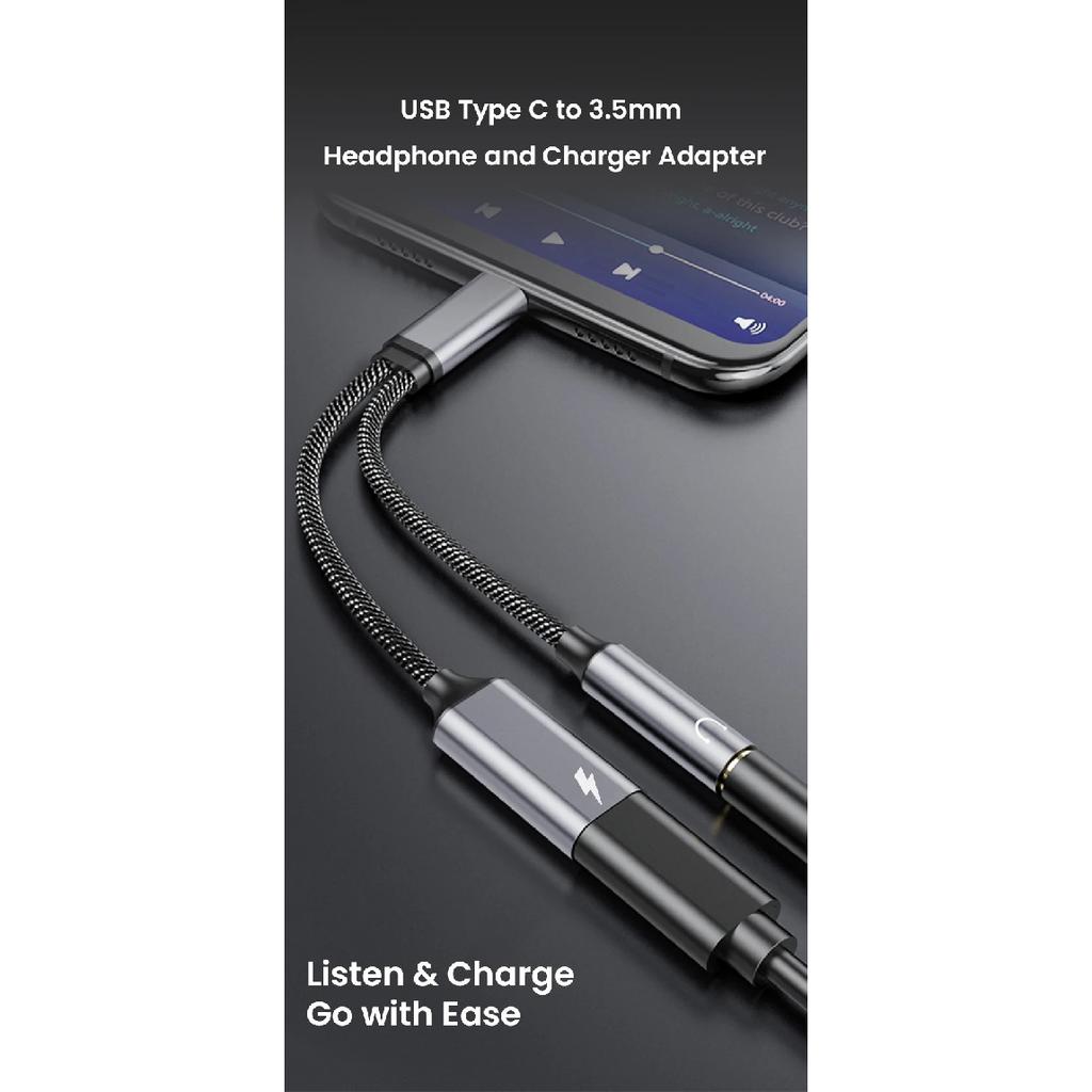 2 in 1 USB C To 3.5mm Headphone Jack Adapter Type C PD 60W Charge Audio Aux Adaptor For iPhone 15 Series Samsung Xiaomi Huawei