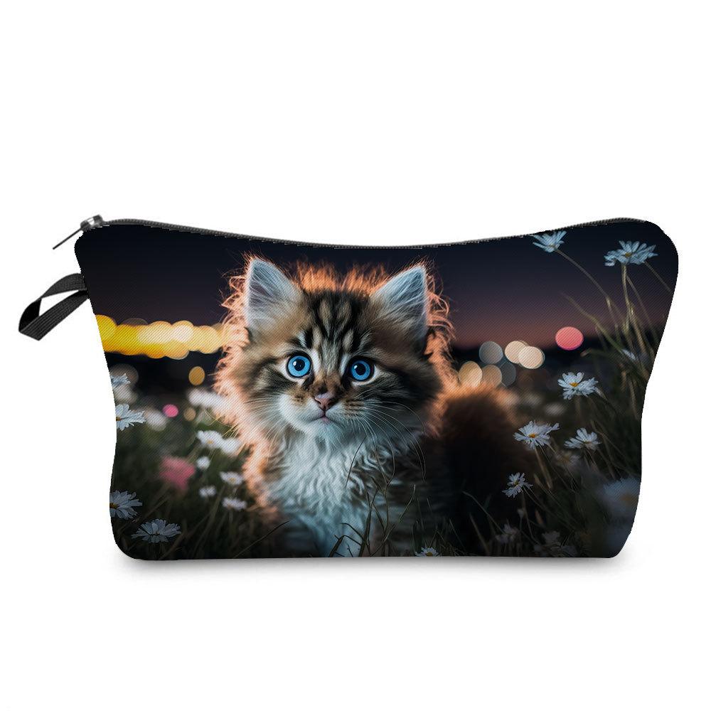Women Cat Print Cosmetic Bag Toiletries Organize Travel Storage Case 6772